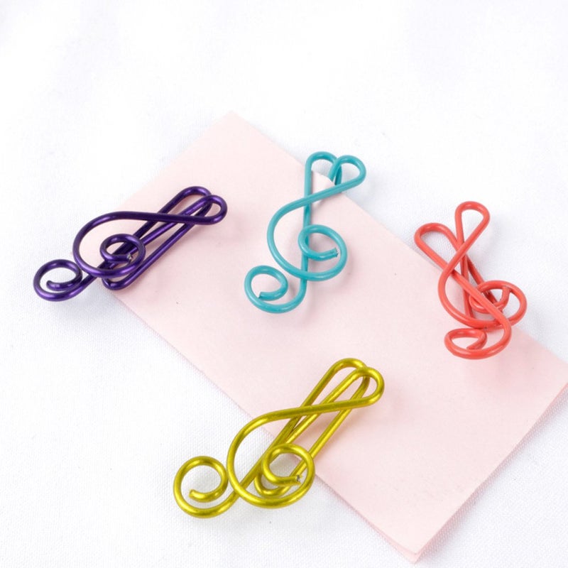 Hdtyyln Paper Clips Hdtyyln 20Pcs Metal Creative Musical Notes Style Cute Paper Clips Assorted Metal Paper Clips Musical Notes Clips Music Office Accessories for Desk Bookmark Office School Notebook Colors - Image 2